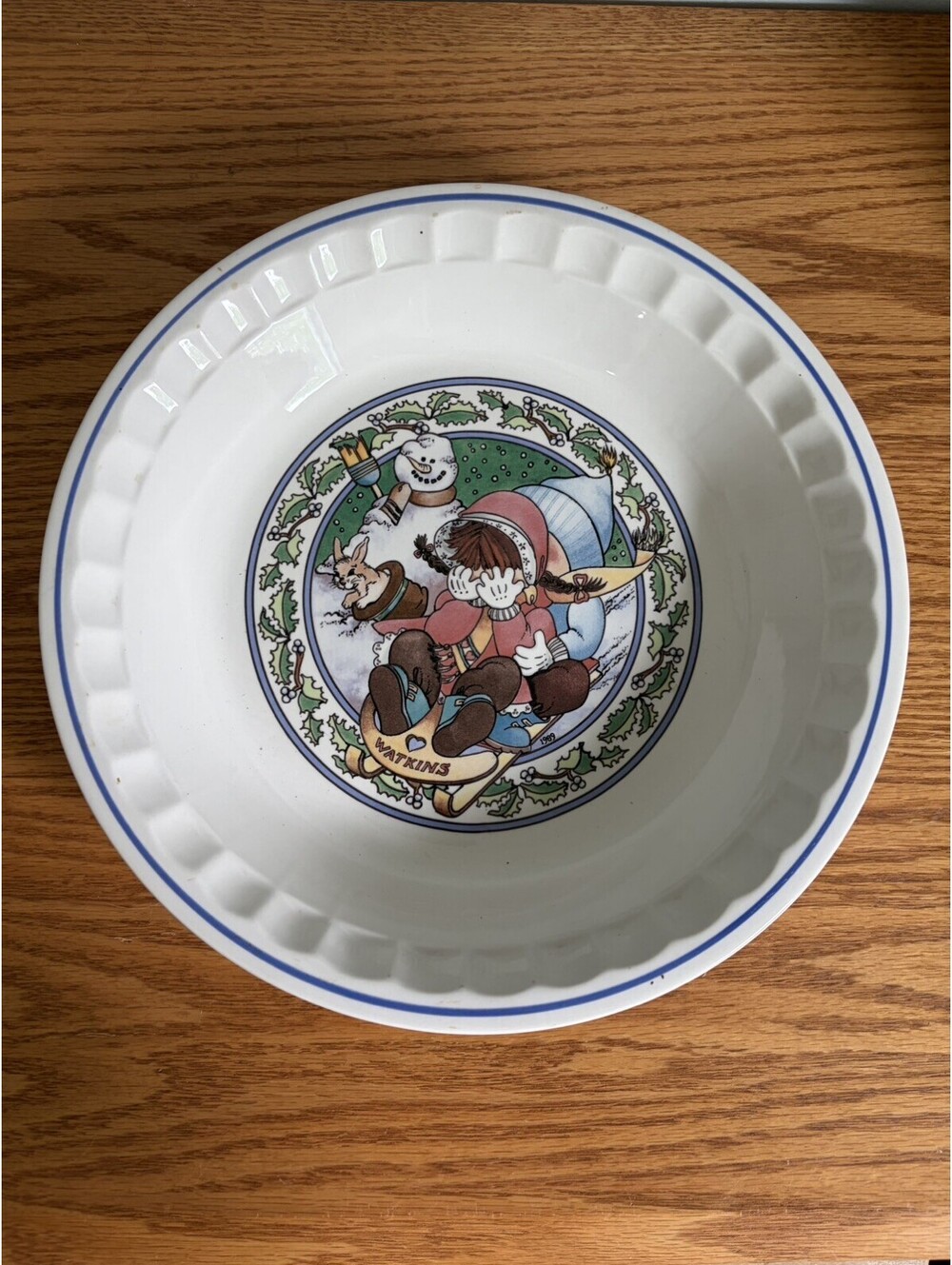 Vintage Watkins 80s Country Kids Collectors Fireside French Apple Pie Plate